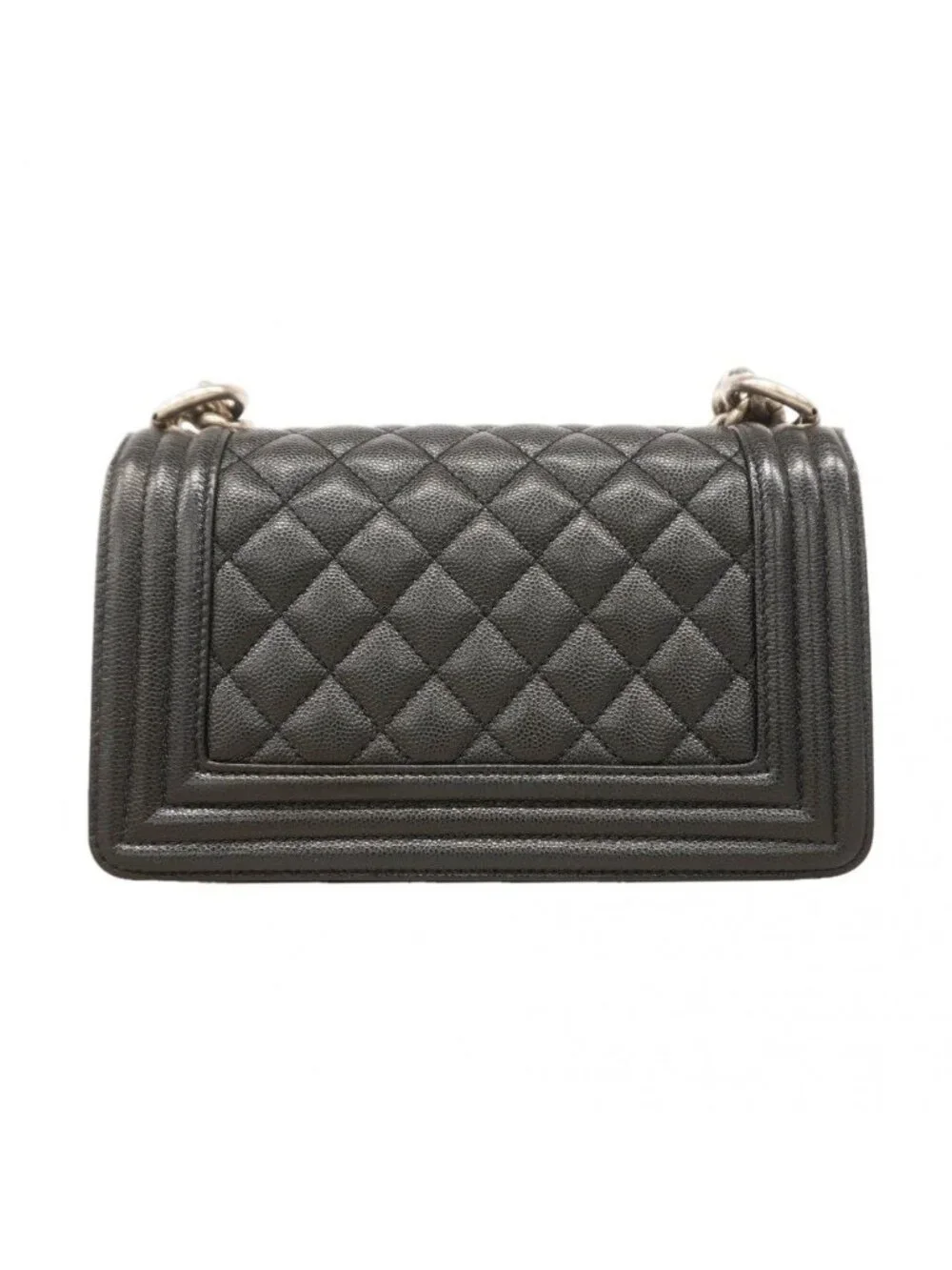 Chanel Shoulder Bag Boy Caviar Leather Black Silver